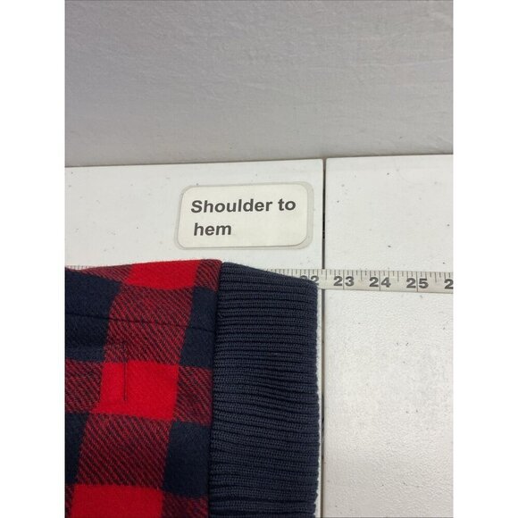 J Crew Womens Red/ Navy Buffalo Check‎ Plaid Bomber Jacket, Wool size 14 - Picture 8 of 12